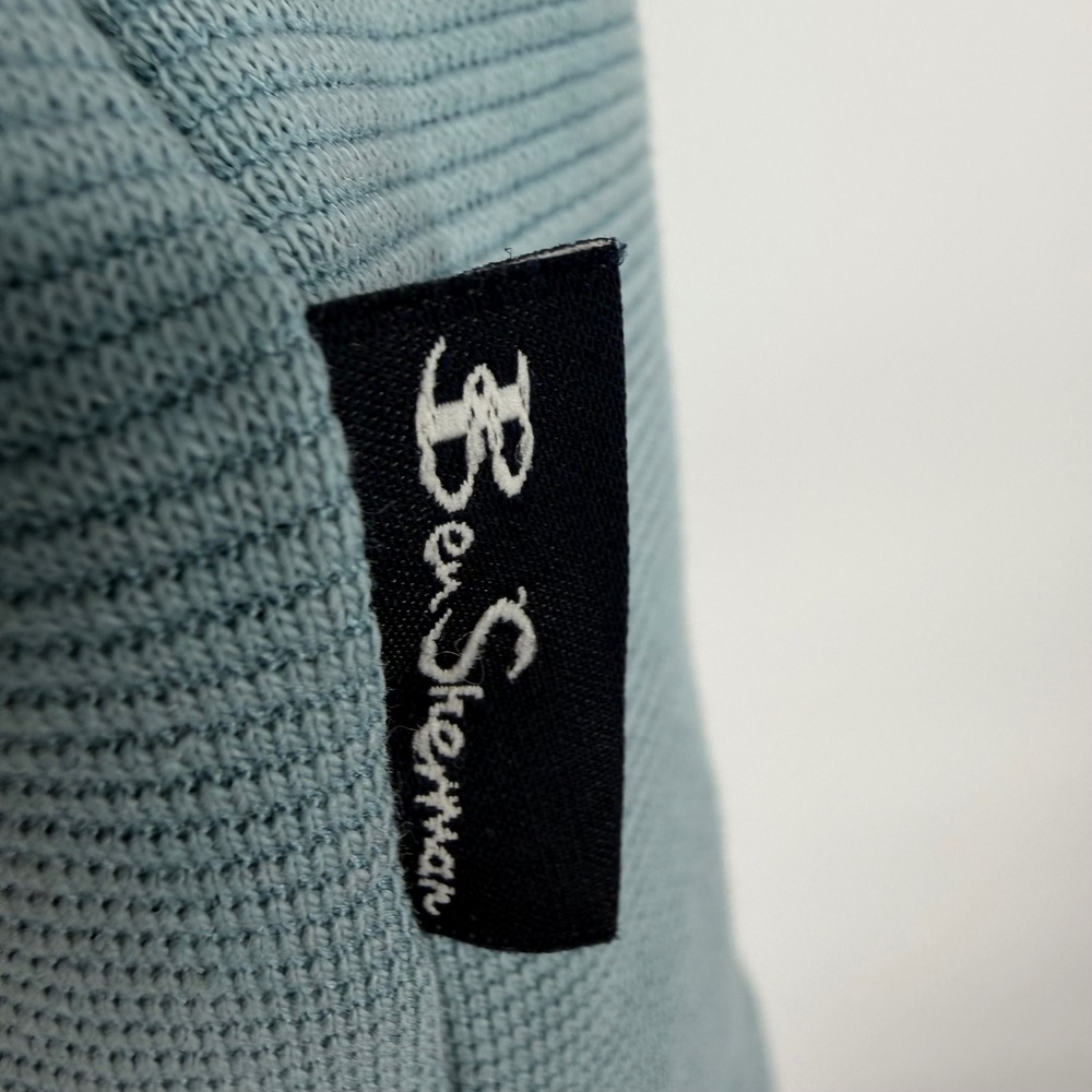 Ben Sherman Cotton Blend Polo Shirt Mens XL Smoke Blue New Textured Short Sleeve - Picture 6 of 7